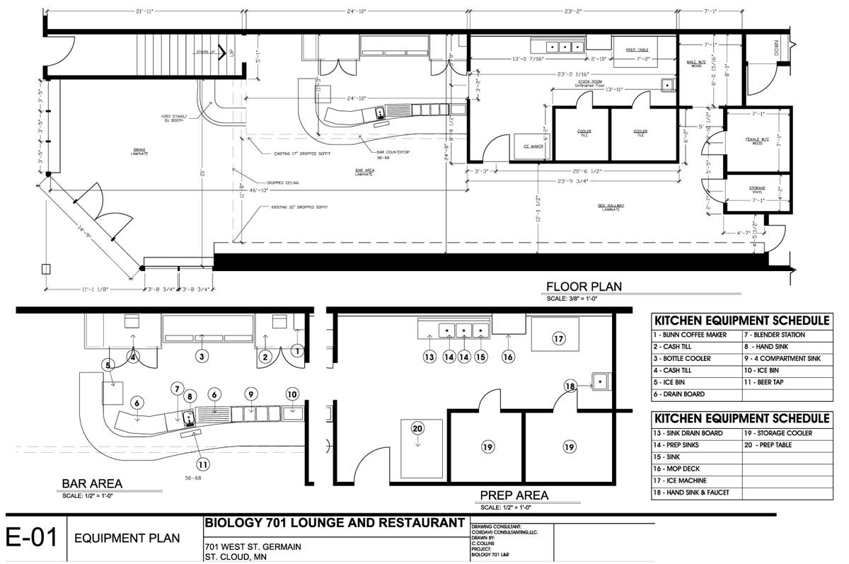 Biology Bar Lounge Restaurant Equipment Plan