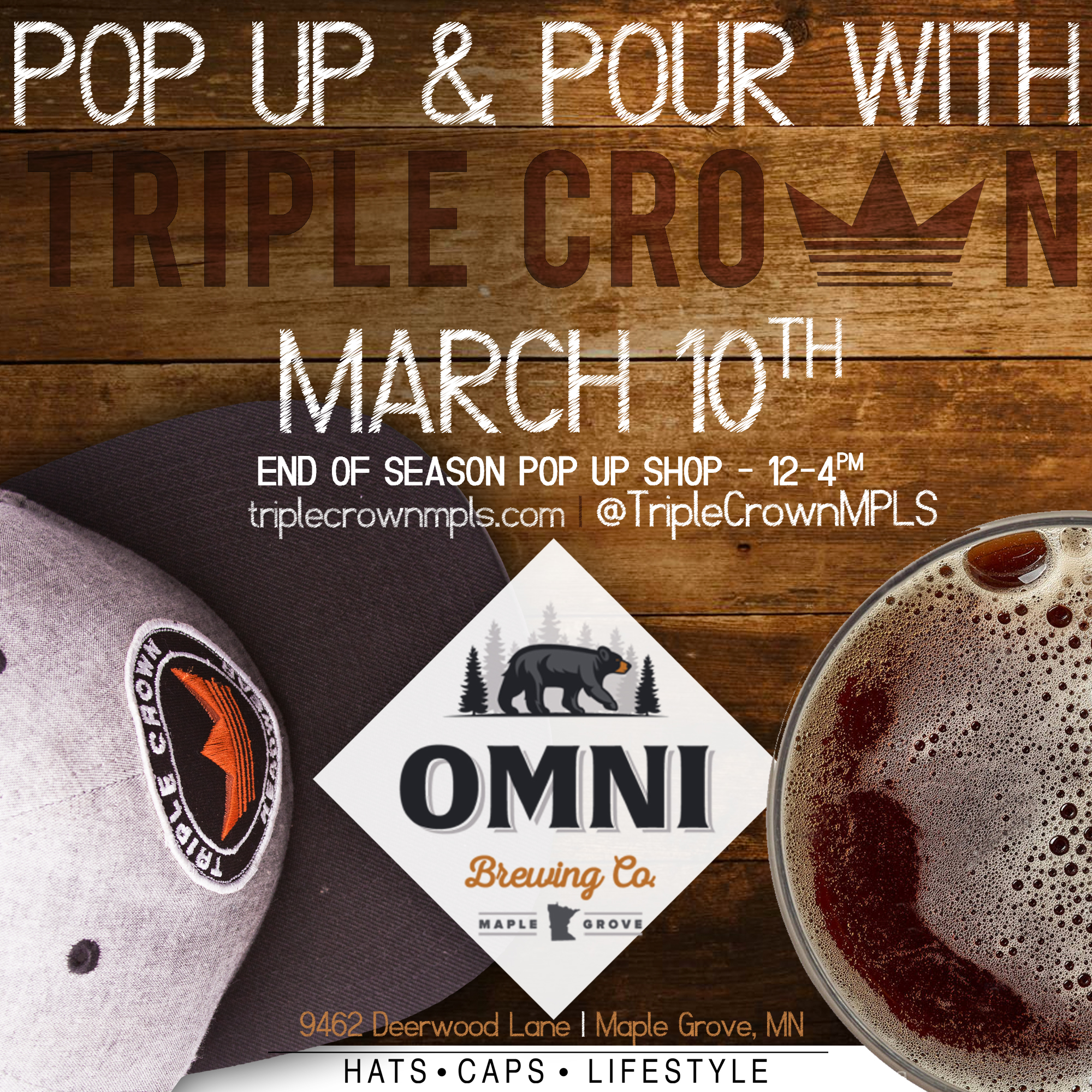 Triple Crown Headwear Pop Up Shop at Omni Brewery