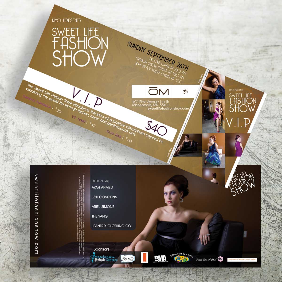 Sweet Life Fashion Show VIP Ticket Design