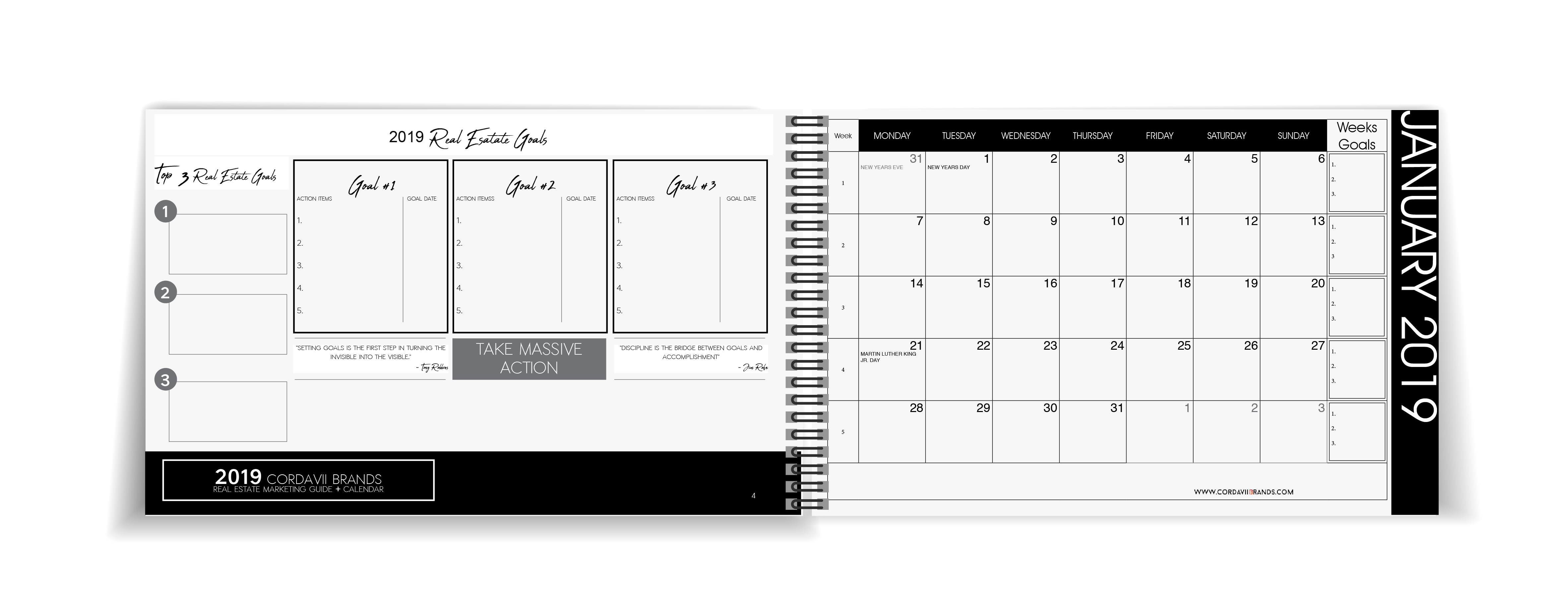 Cordavii 2019 Real Estate Marketing Calendar inside sample coevers